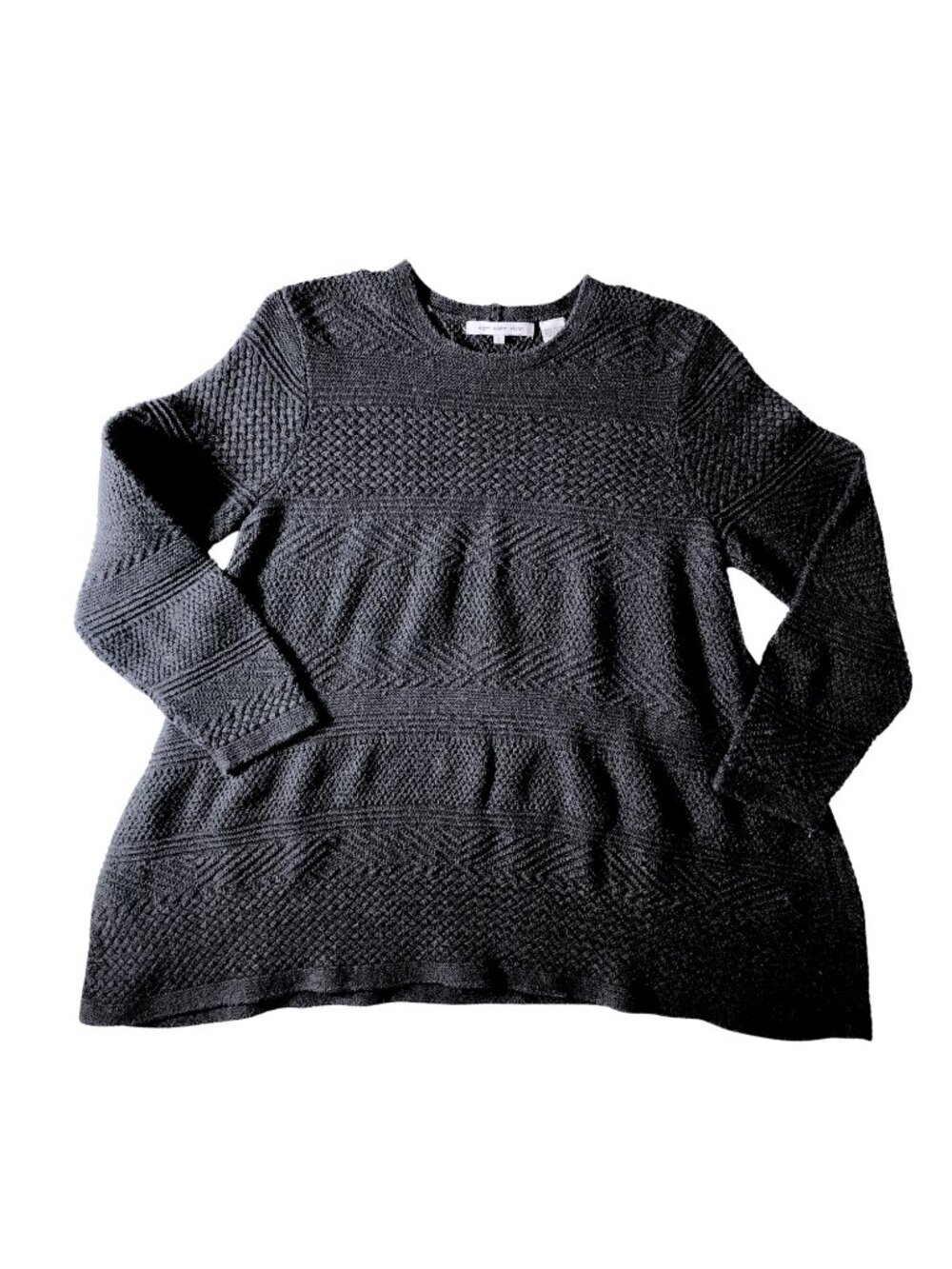 Eight Eight Eight Cotton Textured Knit Babydoll Sweater L Dark Academia